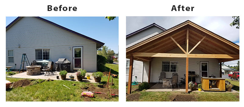 Before and after Patio cover installation